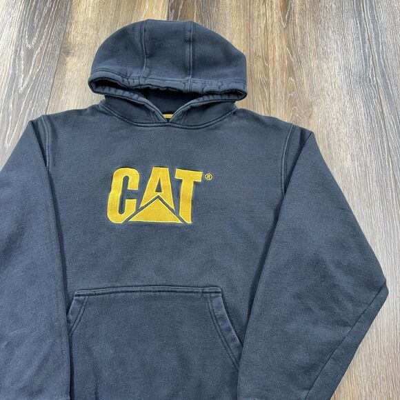 CAT Other - Caterpillar Hoodie Mens L Black Sweatshirt CAT Construction Worker Sweater THICK